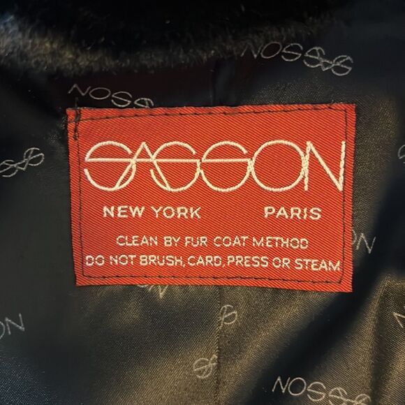 SASSON Women’s Vintage Union Made Faux Fur Coat Black Size 8 - Picture 3 of 11